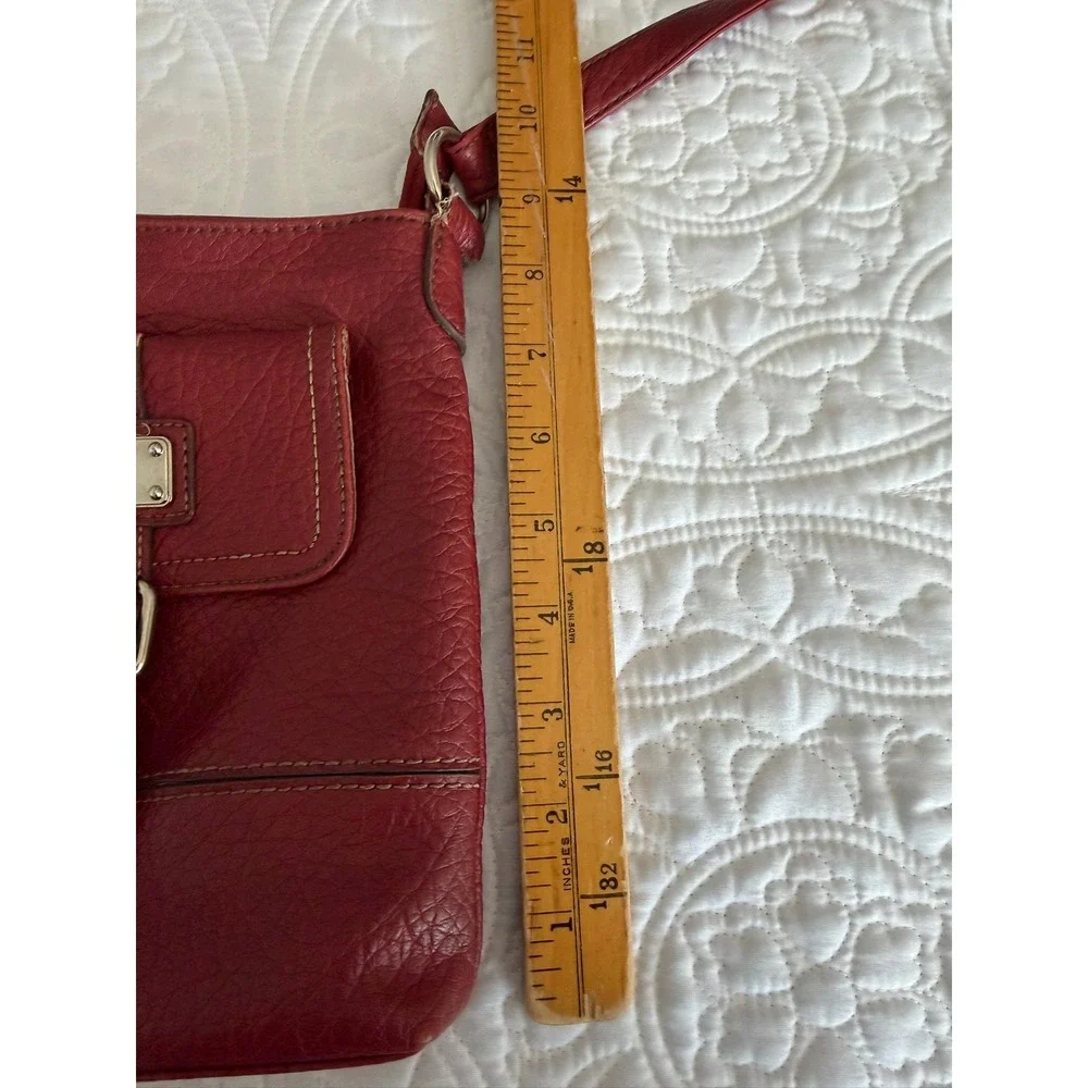 Nine West Red Pebbled Faux Leather Crossbody Bag Buckle Detail Small Purse